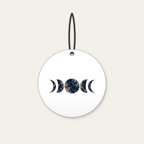 Product image Gold-Veined Navy Marble with Moon Phases Ceramic Ornament