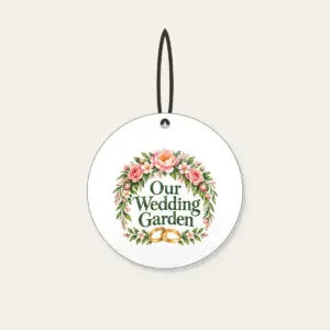 Our Wedding Garden Ceramic Ornament in white