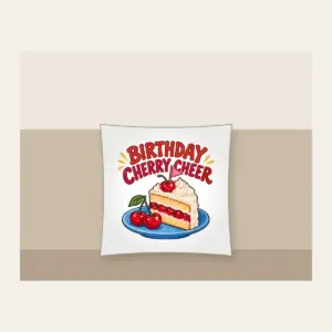 BIRTHDAY CHERRY CHEER Pillow in white