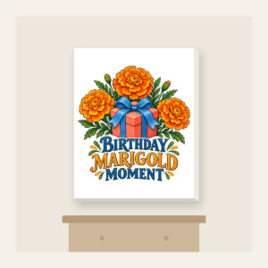 BIRTHDAY MARIGOLD MOMENT Canvas Print in white
