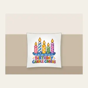 BIRTHDAY CANDLE CHORUS Pillow in white