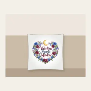 Valentine Moonlit Meadow Pillow in white