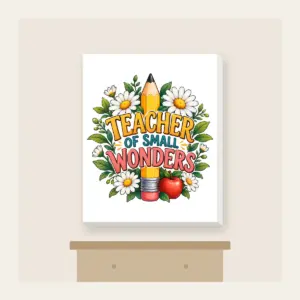 TEACHER OF SMALL WONDERS Canvas Print in white