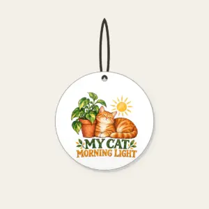 MY CAT MORNING LIGHT Ceramic Ornament in white