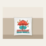 ANNIVERSARY SHARED UMBRELLA Pillow in white