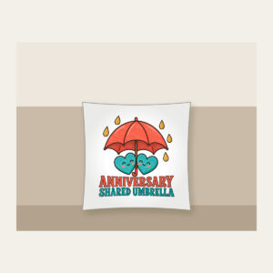 ANNIVERSARY SHARED UMBRELLA Pillow in white