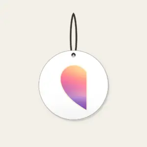 Dawn Gradient Half Heart Ceramic Ornament in white: A left-half heart filled with a dawn gradient of peach, rose and pale violet, edged with a thin cream border.