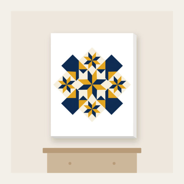 Product image Mustard and Navy Patchwork of Stars Canvas Print