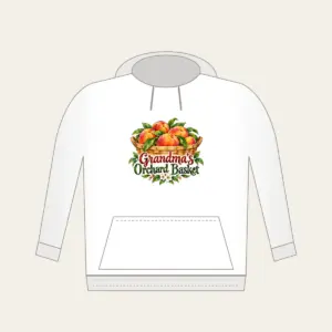 Grandma's Orchard Basket Hoodie in white