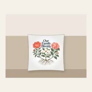 Our Family Blooms Pillow in white