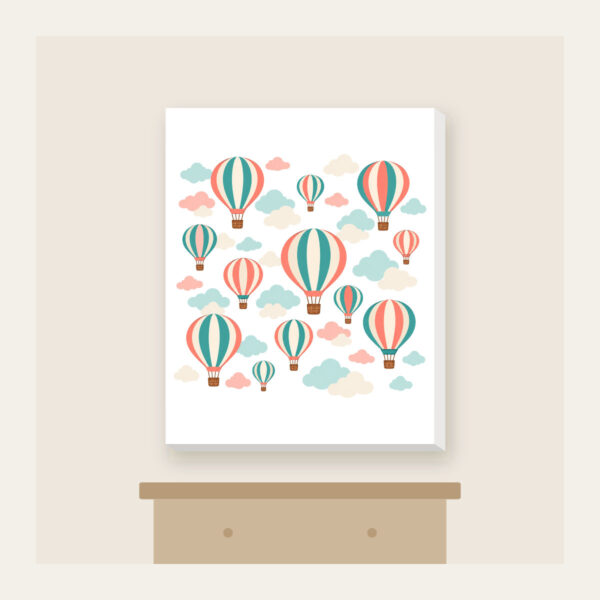 Product image Striped Hot Air Balloons in the Clouds Canvas Print