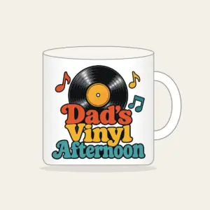 Dad's Vinyl Afternoon Mug in white