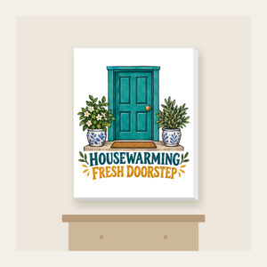 HOUSEWARMING FRESH DOORSTEP Canvas Print in white