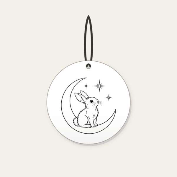 Product image Line-Art Rabbit on a Crescent Moon Ceramic Ornament