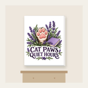 CAT PAWS QUIET HOURS Canvas Print in white