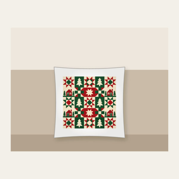 Product image Cabin, Tree and Star Patchwork Pillow