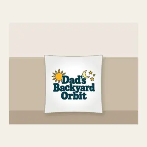 Dad's Backyard Orbit Pillow in white
