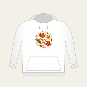 Drifting Autumn Leaves Hoodie in white: Autumn leaves drift in rust, gold and green.