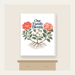 Our Family Blooms Canvas Print in white