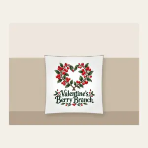 Valentine's Berry Branch Pillow in white
