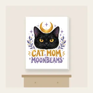 CAT MOM MOONBEAMS Canvas Print in white