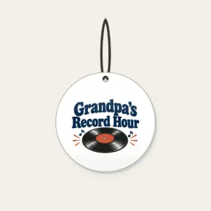 Grandpa's Record Hour Ceramic Ornament in white
