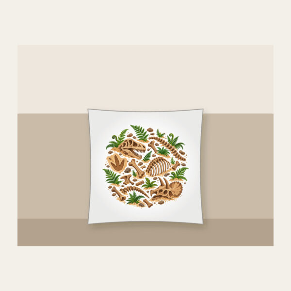 Product image Dinosaur Bones and Fern Dig Scene Pillow
