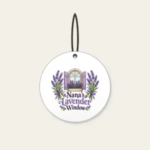Nana's Lavender Window Ceramic Ornament in white