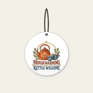 HOUSEWARMING KETTLE WELCOME Ceramic Ornament in white