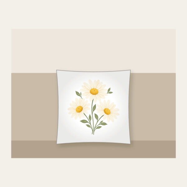 Product image Three Daisies in Butter Yellow Pillow