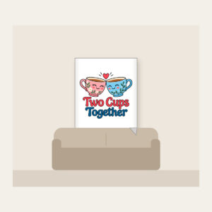 Two Cups Together Fleece Blanket in white