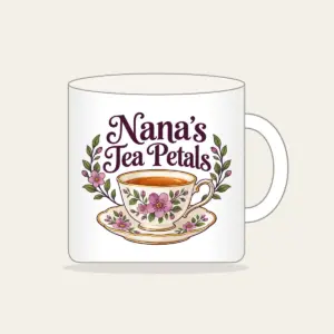 Nana's Tea Petals Mug in white