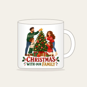 Christmas With Our Family Mug in white
