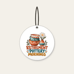RETIREMENT POTTERY MORNINGS Ceramic Ornament in white