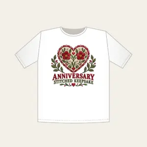ANNIVERSARY STITCHED KEEPSAKE T-Shirt in white