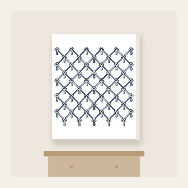 Product image Navy Lattice with Tiny Keys Canvas Print