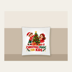 Christmas Magic For Kids Pillow in white