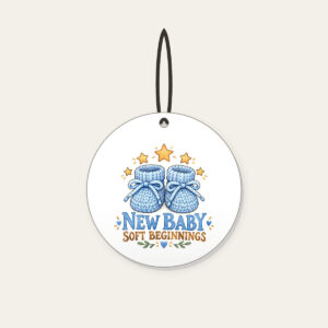 NEW BABY SOFT BEGINNINGS Ceramic Ornament in white