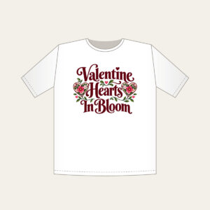Valentine Hearts In Bloom T-Shirt in white