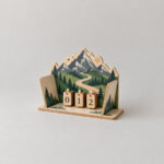 Mountain Reading Tracker with Book Holder with mountain and path in green and slate with small star markers and a simple ledge, 2-Layered type