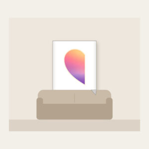 Dawn Gradient Half Heart Fleece Blanket in white: A left-half heart filled with a dawn gradient of peach, rose and pale violet, edged with a thin cream border.