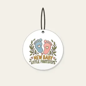 NEW BABY LITTLE FOOTSTEPS Ceramic Ornament in white