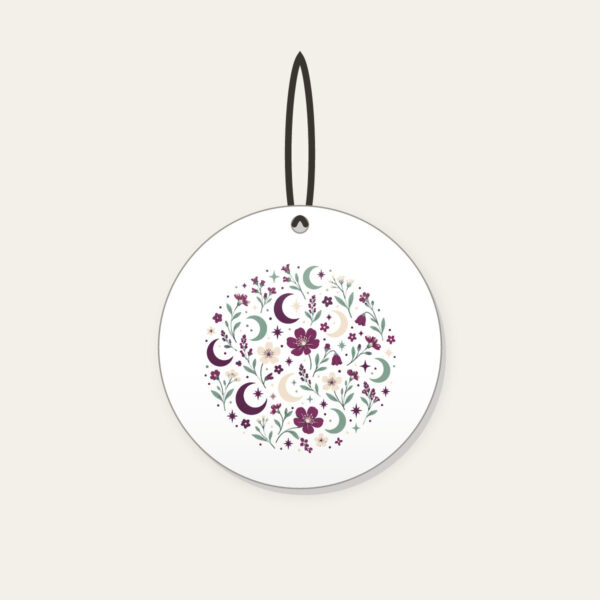 Product image Crescent Moons and Wildflowers in Plum Ceramic Ornament