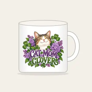CAT MOM CLOVER Mug in white