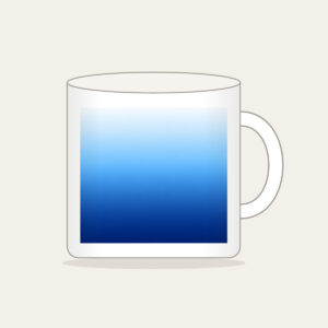 White to Sky Blue to Navy Gradient Mug in white: A gradient from white through sky blue to navy.