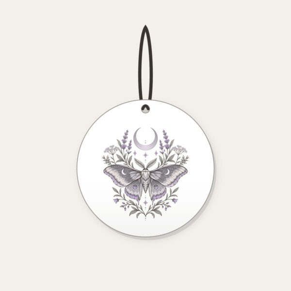 Product image Moth and Crescent Moon with Herb Sprigs Ceramic Ornament