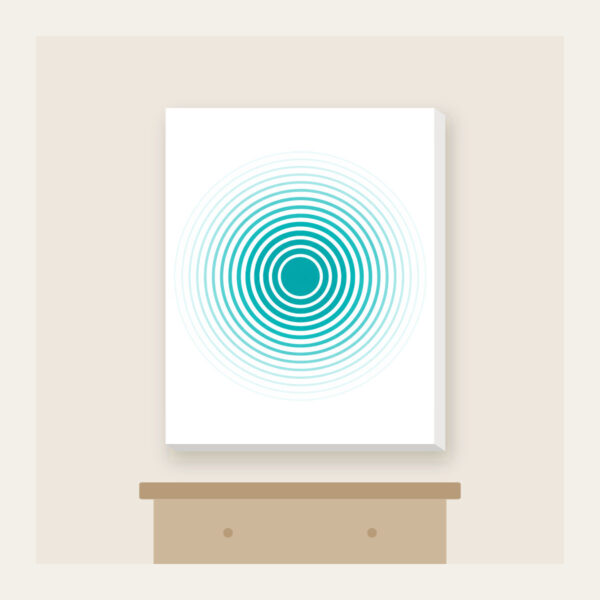 Product image Teal Ripple Rings Fading to White Canvas Print
