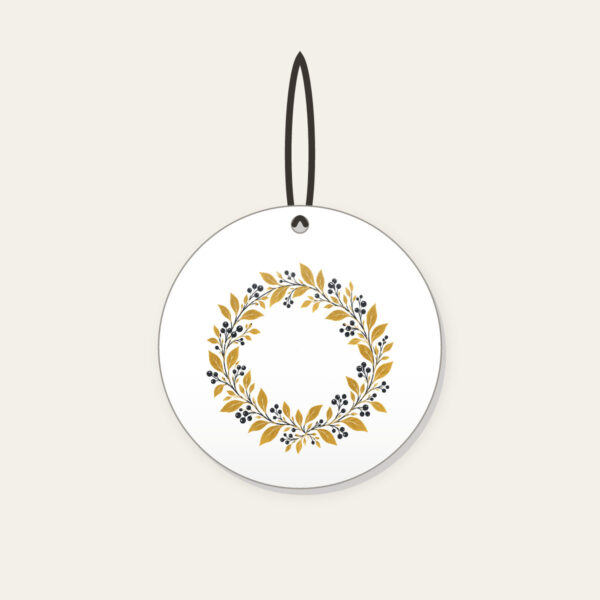 Product image Gold Botanical Leaf and Berry Wreath Ceramic Ornament