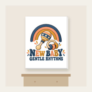 NEW BABY GENTLE RHYTHMS Canvas Print in white