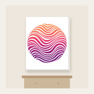 Sunset Ripples from Coral to Plum Canvas Print in white: Ripple lines move through a sunset gradient from coral to plum.